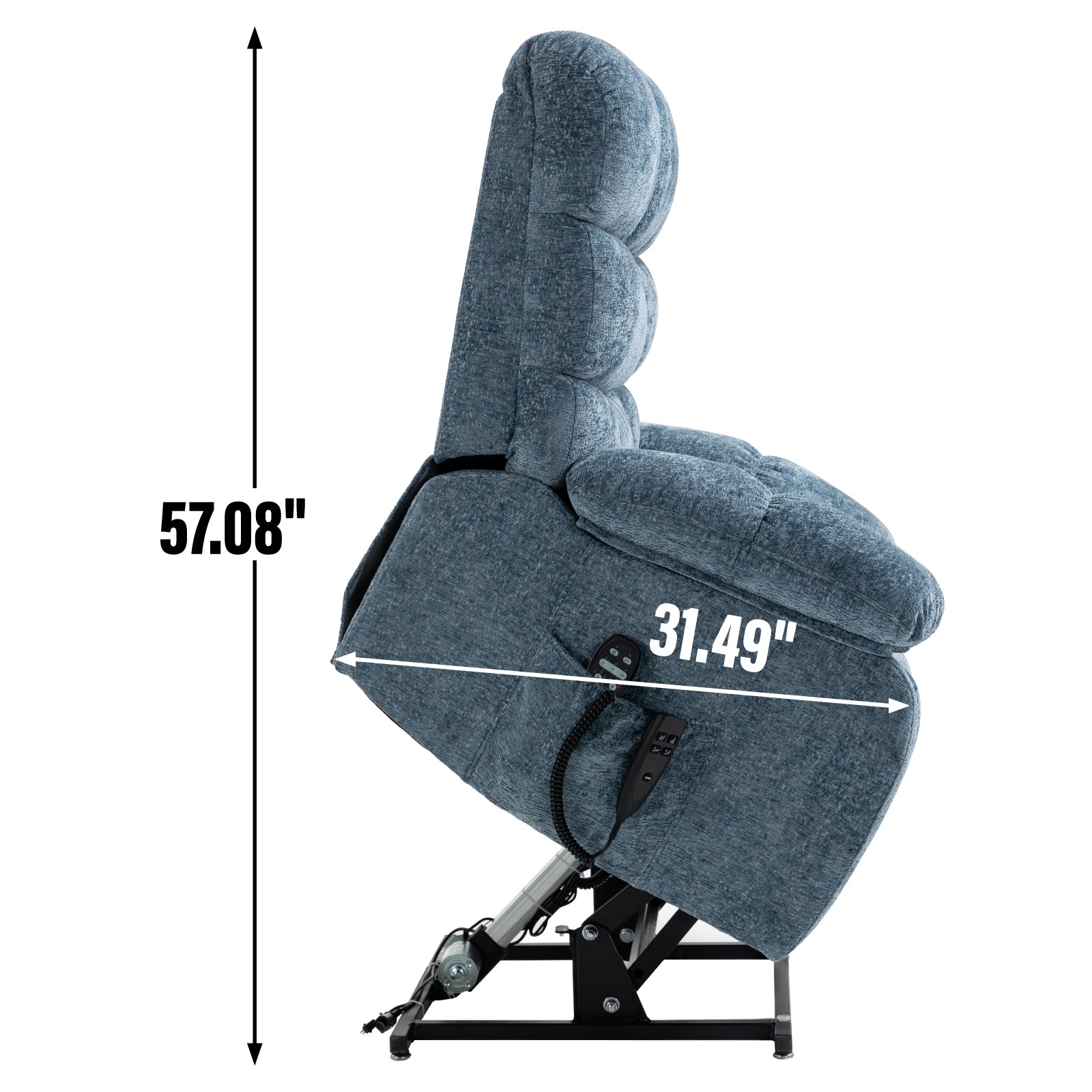 Lift Recliner Chair Heat Massage Dual Motor Infinite Position Up to 350 LBS Large Electric Power Lift Recliners with Power-Remote, Medium-firm and Heavy duty, Blue - Grand Goldman Shop