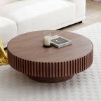 31.49'' Round Coffee Table Small Coffee Table for Apartment, Modern Living Room Coffee Table with Sturdy Pedestal,WALNUT (Same Sku:W876P243947) - Grand Goldman Shop