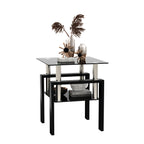 Modern Tempered Glass Tea Table Coffee Table End Table, Black, Square, 1-Piece for Living Room - Grand Goldman Shop