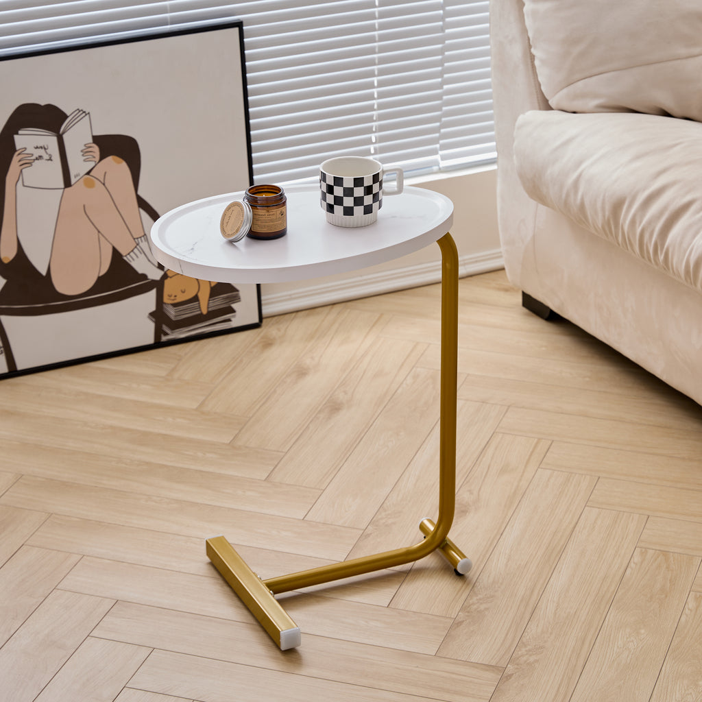 Modern White C-shaped Side Table Set, Versatile End Table for Couch and Bed, Compact Design for Small Spaces - Grand Goldman Shop