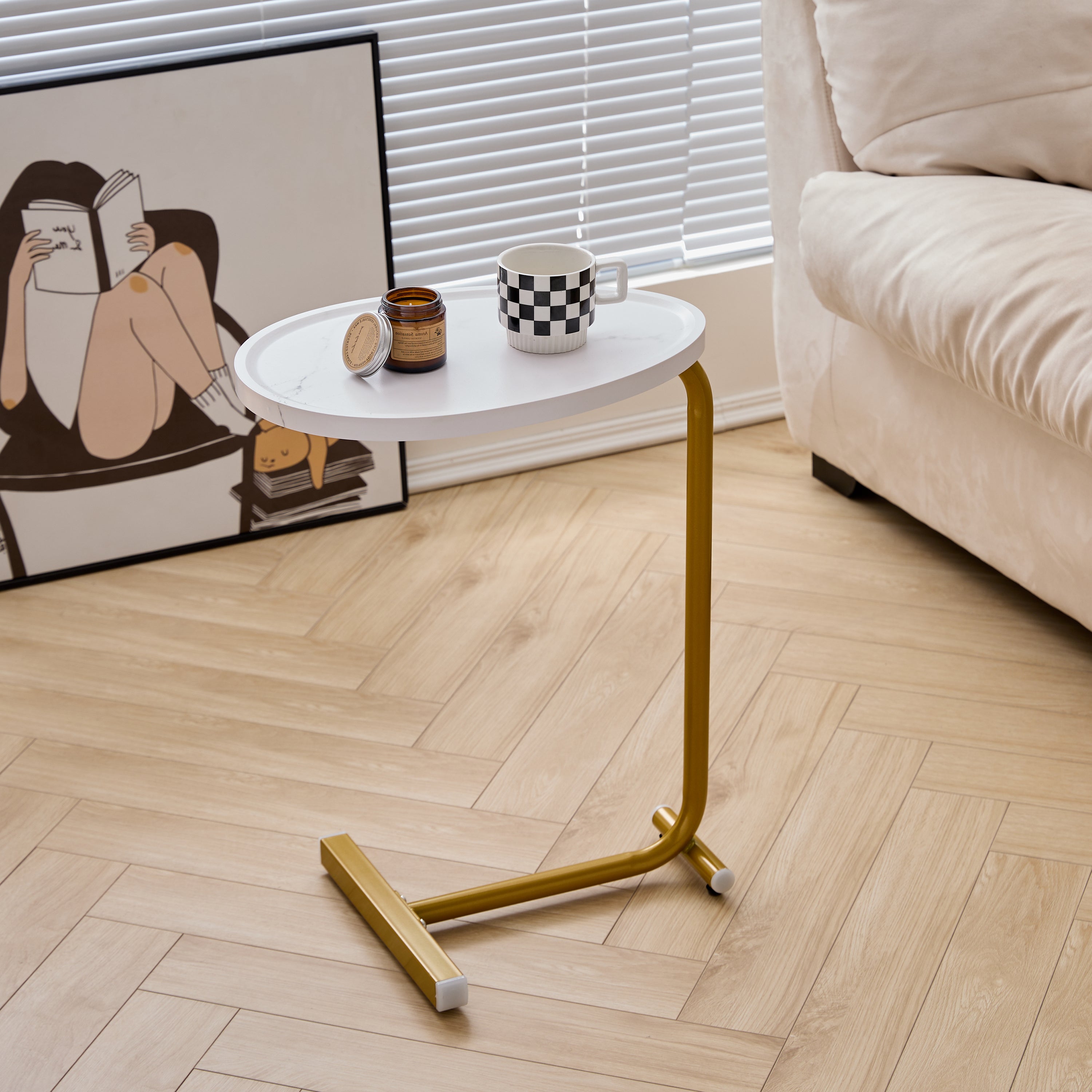 Modern White C-shaped Side Table Set, Versatile End Table for Couch and Bed, Compact Design for Small Spaces - Grand Goldman Shop