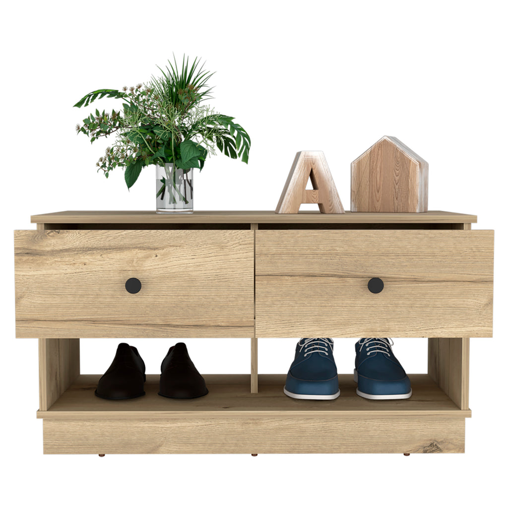 Tulip Storage Bench, Two Drawers, Two Shelves - Grand Goldman Shop