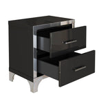 Elegant High Gloss Nightstand with Metal Handle,Mirrored Bedside Table with 2 Drawers for Bedroom,Living Room,Black - Grand Goldman Shop