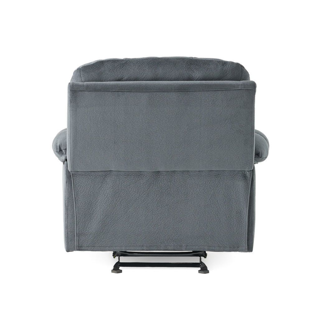 Fervor Luxurious Manual Recliner Chair with Skin-Friendly Fabric and Dual Cup Holders, Silver - Grand Goldman Shop