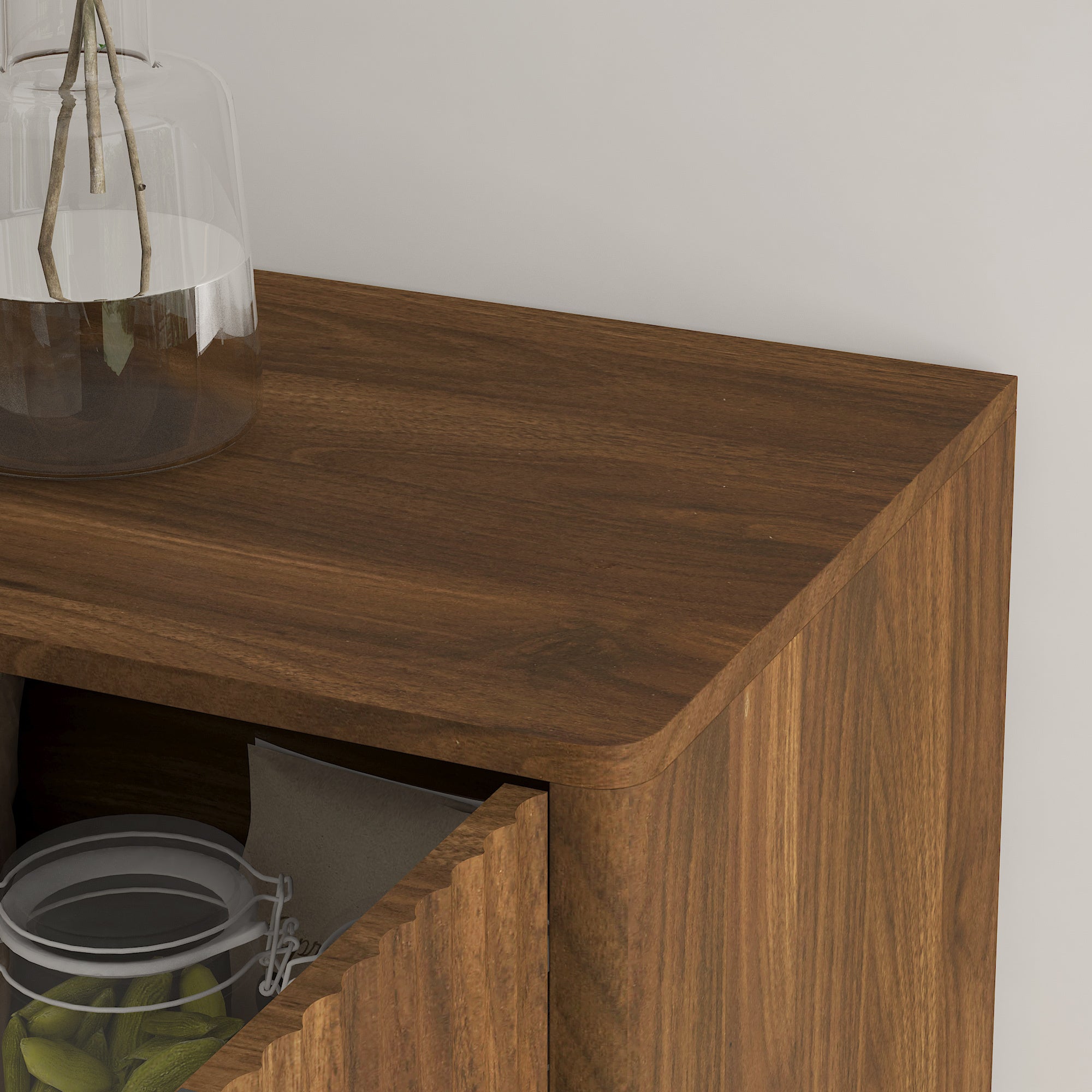 Wood Modern Buffet Cabinet with Storage, Fluted Sideboard Large Buffet with Adjustable Shelves, Credenza, Accent Cabinet Console Table - Grand Goldman Shop