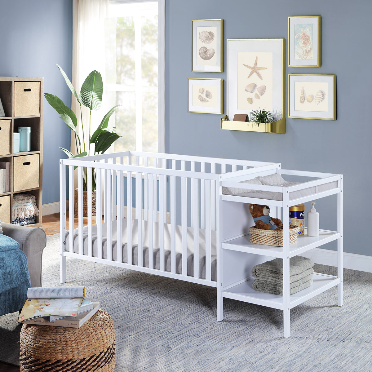 Palmer 3-in-1 Convertible Crib and Changer Combo White - Grand Goldman