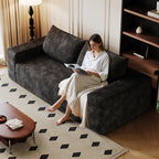 71' 3Setaser Sofa,Corduroy Fabric,Deep Seat Couches,Comfy Loveseat Sofa,No Assembly,1pcs for Living room, Bedroom,Conference room ,Apartment,Black - Grand Goldman Shop