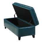 JULIANA Teal PU Storage Ottoman with Spacious Interior - Grand Goldman Shop