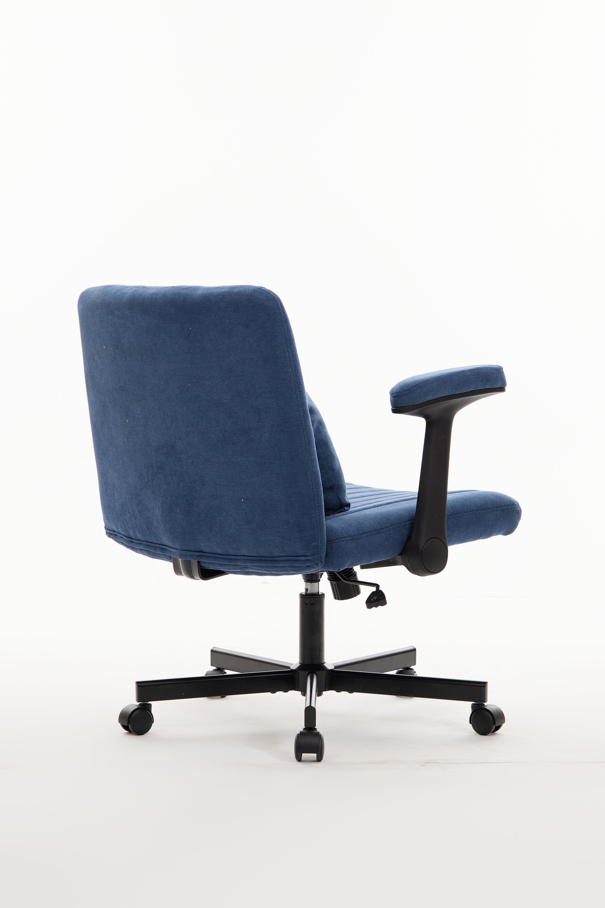 Modern Linen Blue Criss Cross Armrest Office Chair with Foldable Design, Soft Velvet Fabric, 36.6-Inch Height - Grand Goldman