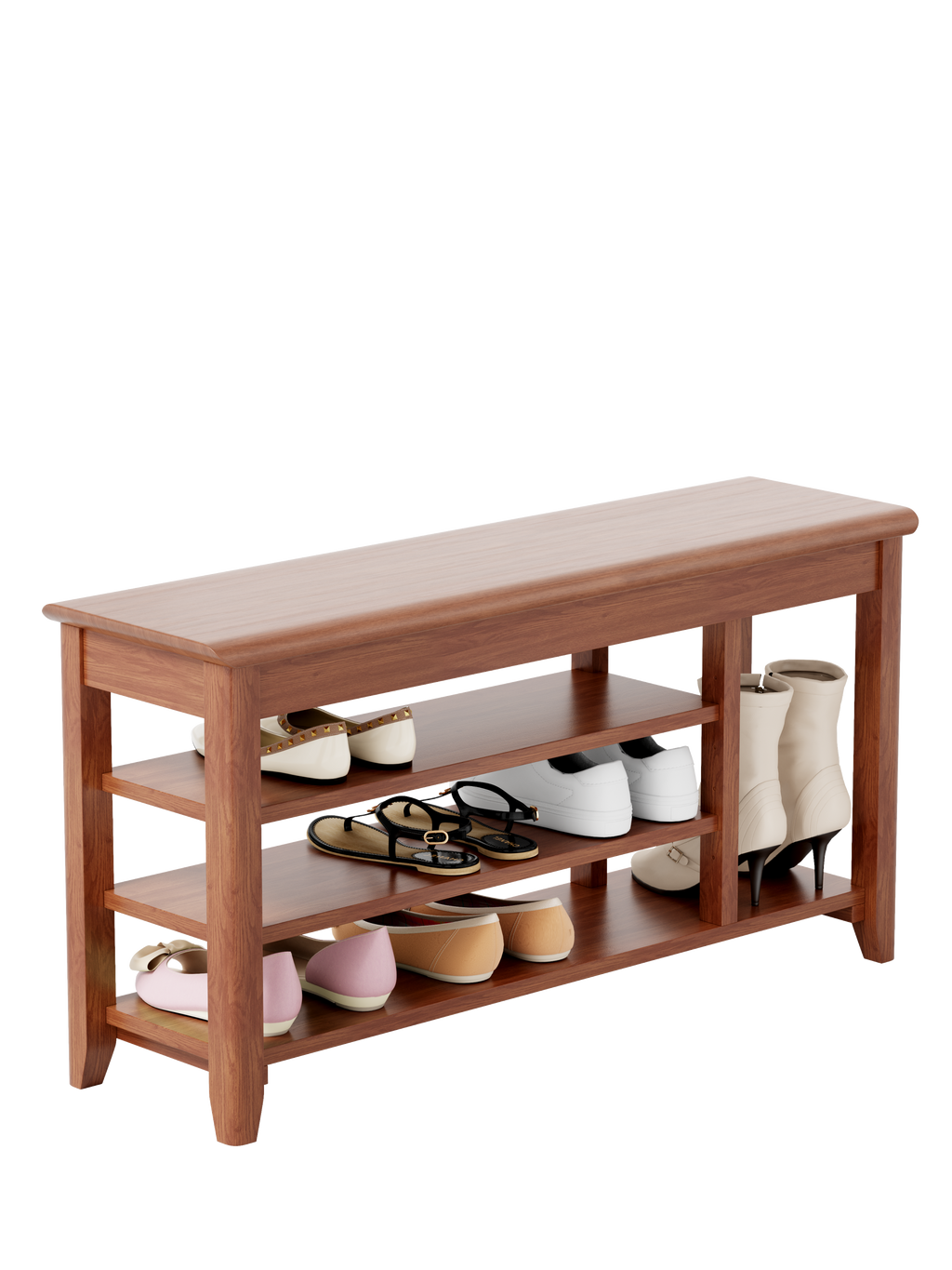 Adjustable shoe-changing bench, storage bench, hidden storage. With a load-bearing capacity of up to 550 pounds, suitable for bedrooms and corridors. 100% solid wood. - Grand Goldman Shop