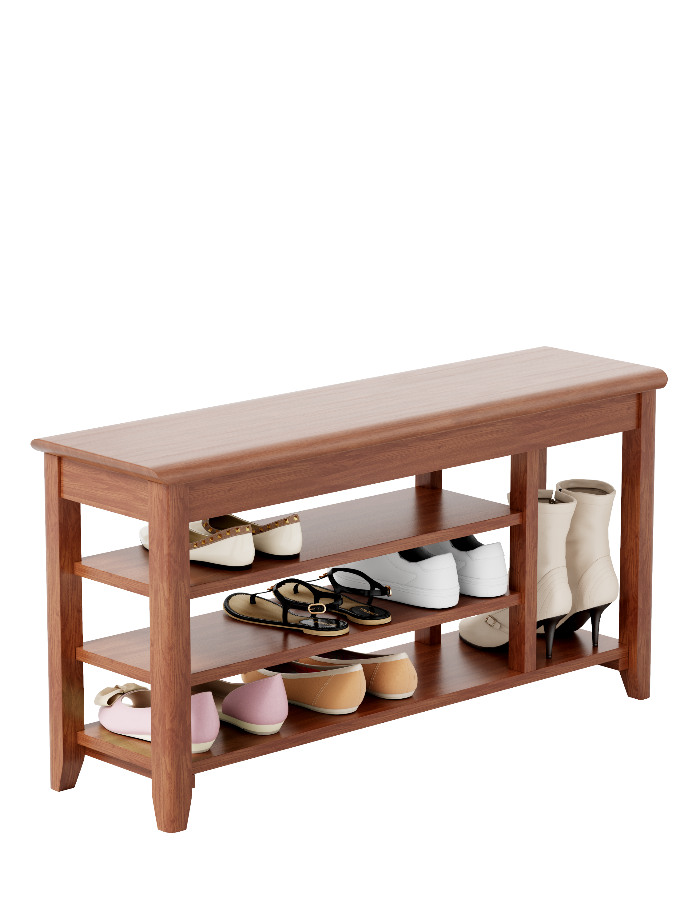 Adjustable shoe-changing bench, storage bench, hidden storage. With a load-bearing capacity of up to 550 pounds, suitable for bedrooms and corridors. 100% solid wood. - Grand Goldman Shop