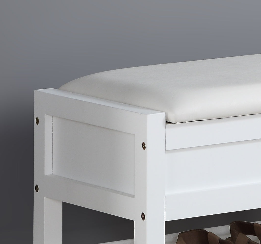 Rouen Seating Bench with Shoe Storage, White - Grand Goldman Shop