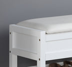 Rouen Seating Bench with Shoe Storage, White - Grand Goldman Shop