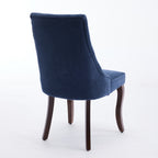 Rayon Cloth Flocking Linen Dining Chairs Channel Kitchen Dinner Chair Comfy Fabric Upholstered Accent Chair for Dining Room with Curved Solid Wood Legs,Set of 2 (Blue), SW1847BL - Grand Goldman Shop