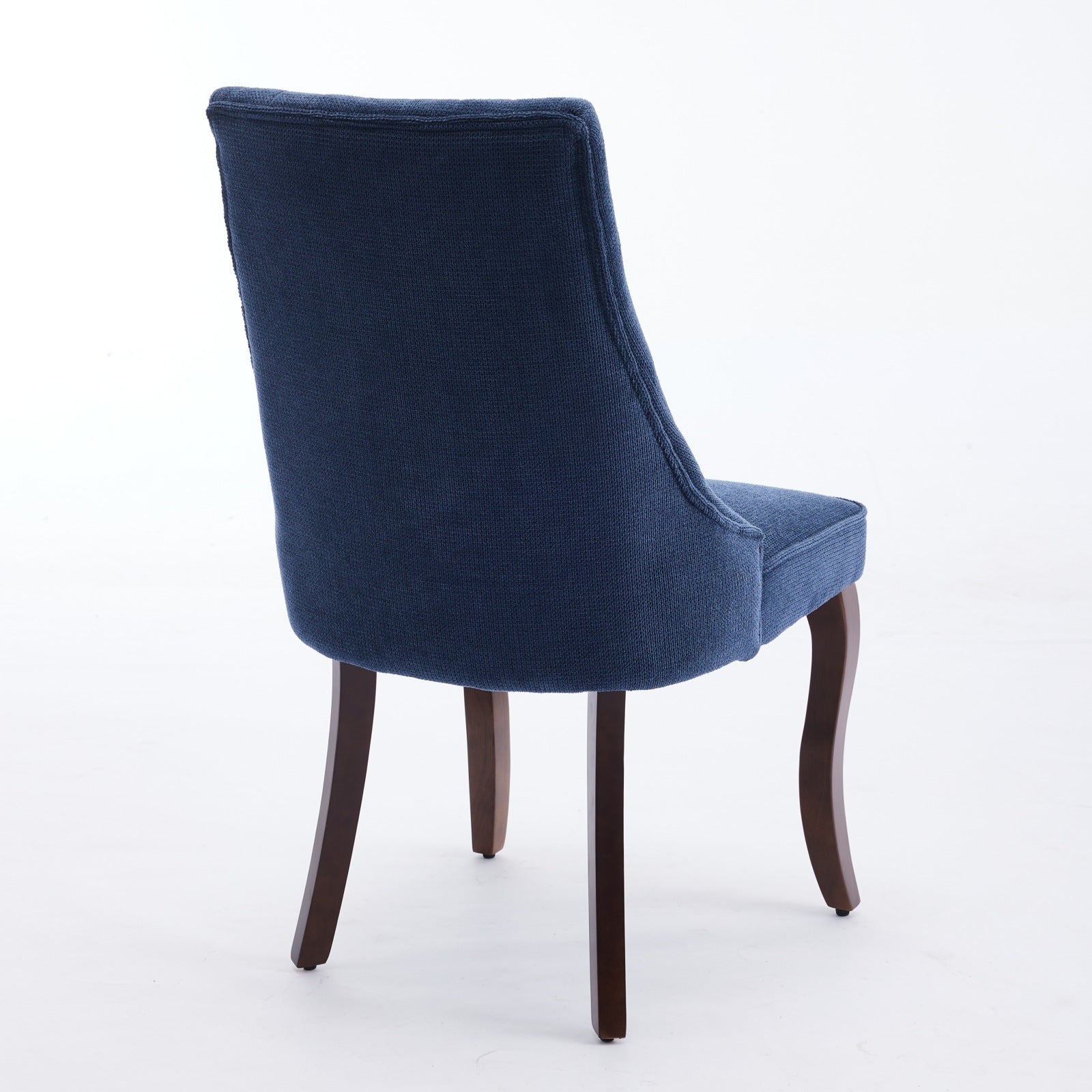 Rayon Cloth Flocking Linen Dining Chairs Channel Kitchen Dinner Chair Comfy Fabric Upholstered Accent Chair for Dining Room with Curved Solid Wood Legs,Set of 2 (Blue), SW1847BL - Grand Goldman Shop