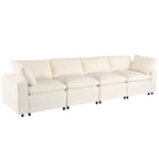 U-style Upholstered Modular Sofa with  with Storage Space, USB Charge Ports,Wireless Charging and Built-in Bluetooth Speaker in Arm,Sectional sofa for Living Room Apartment.[old sku:WY000317AAA] - Grand Goldman Shop