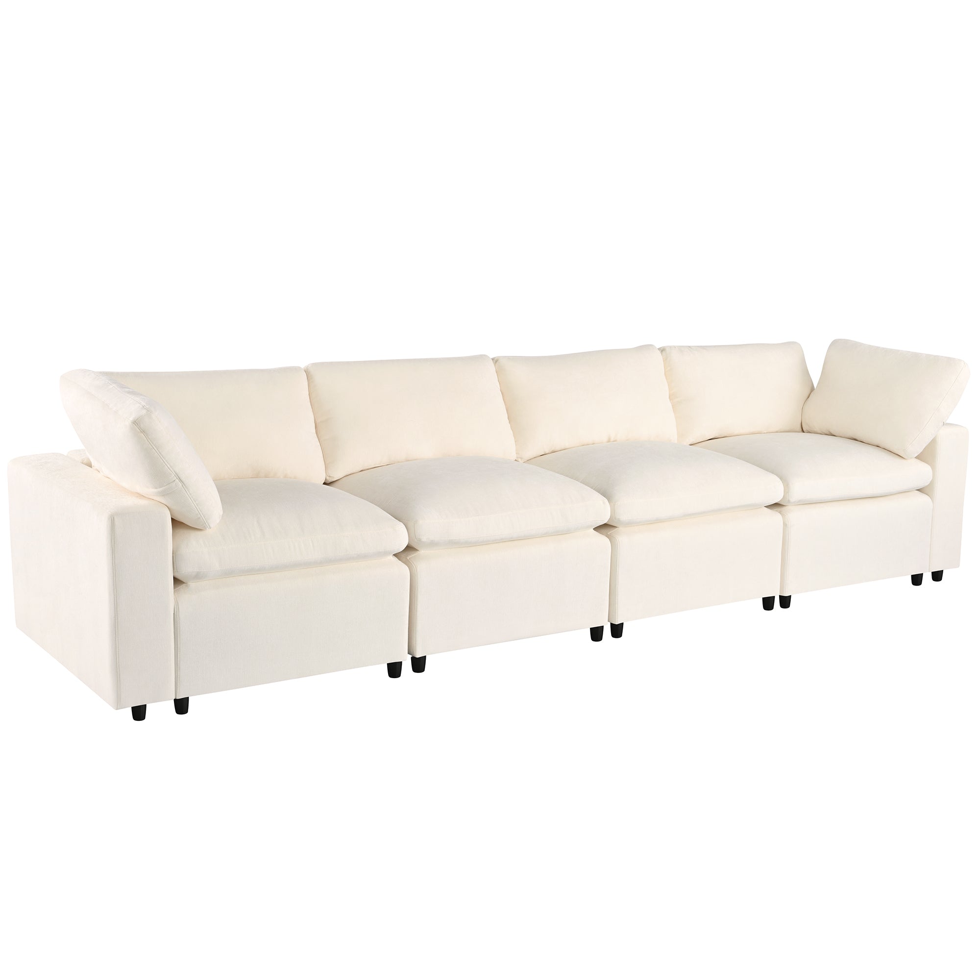 U-style Upholstered Modular Sofa with  with Storage Space, USB Charge Ports,Wireless Charging and Built-in Bluetooth Speaker in Arm,Sectional sofa for Living Room Apartment.[old sku:WY000317AAA] - Grand Goldman Shop