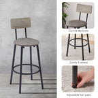 Bar Table Set with 2 Bar stools PU Soft seat with backrest, Grey, 43.31'' L x 15.75'' W x 35.43'' H. - Grand Goldman Shop