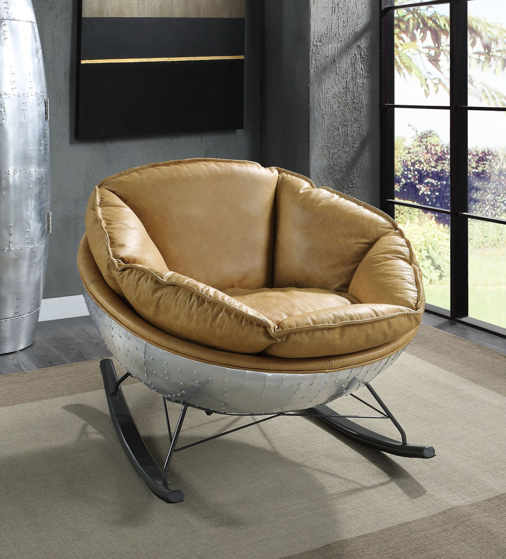 Pippin Morocco Top Grain Leather Rocking Chair - Grand Goldman Shop