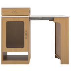 K&K 59.5'Kitchen Island with Extendable Dining Table, Kitchen Storage Table with Double-sided Storage, Kitchen Island with 2 Drawers, Power Outlet, Side Open Shelves, for Kitchen, Dining Room, Natural - Grand Goldman Shop