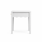 White Nightstand with Drawer, Modern Bedside Table with Wavy Apron Design, Compact End Table for Bedroom Living Room, Small Side Table with Storage - Grand Goldman Shop