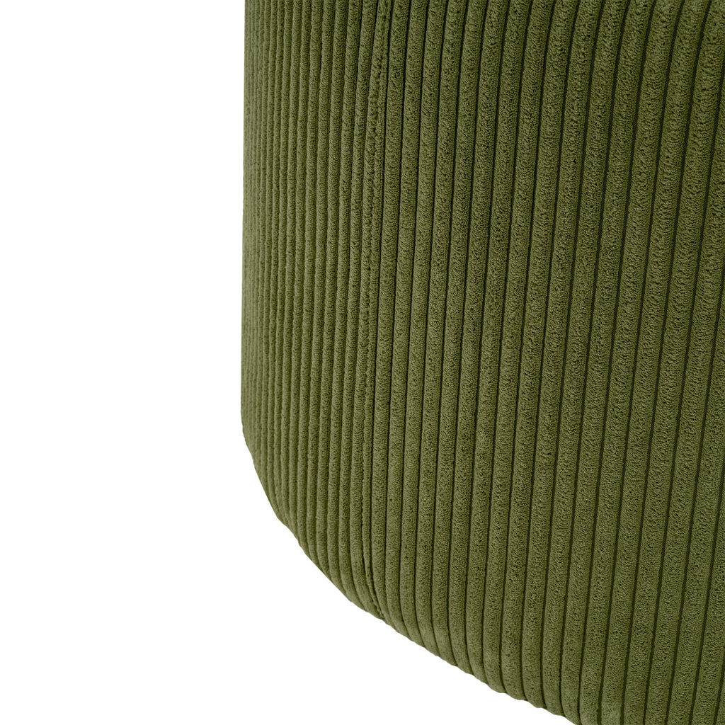 Upholstered Round Ottoman,Olive Green,Corduroy - Grand Goldman Shop