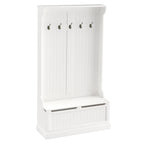 HOMCOM 38' 3-In-1 Entryway Hall Tree with Storage Bench, Coat Rack with Four Hooks and Shoe Storage, White - Grand Goldman Shop