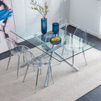Modern simple transparent dining chair plastic chair armless crystal chair Nordic creative makeup stool negotiation chair Set of 4 and plating metal legW115164140,TW-1200 - Grand Goldman Shop