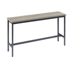 Long Bar Table Set with 3 PU Upholstered Bar Stools, Industrial Bar Table and Chairs for Kitchen Breakfast Table, Living Room, Banquet Hall, Rustic Gray and Black, 63″L x15.7'W x 37.5'H - Grand Goldman Shop