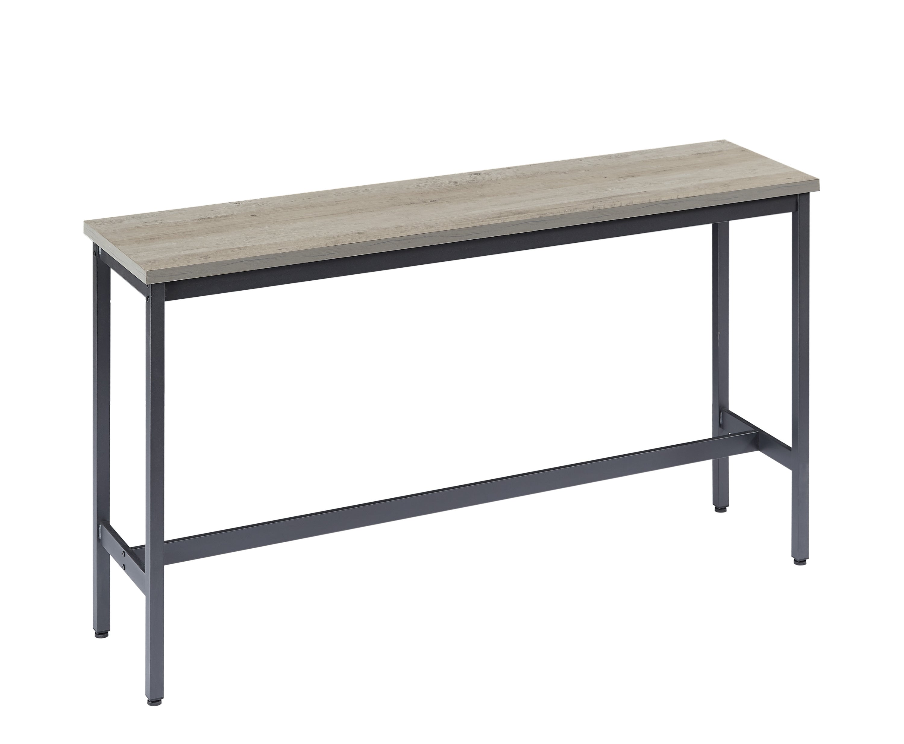 Long Bar Table Set with 3 PU Upholstered Bar Stools, Industrial Bar Table and Chairs for Kitchen Breakfast Table, Living Room, Banquet Hall, Rustic Gray and Black, 63″L x15.7'W x 37.5'H - Grand Goldman Shop