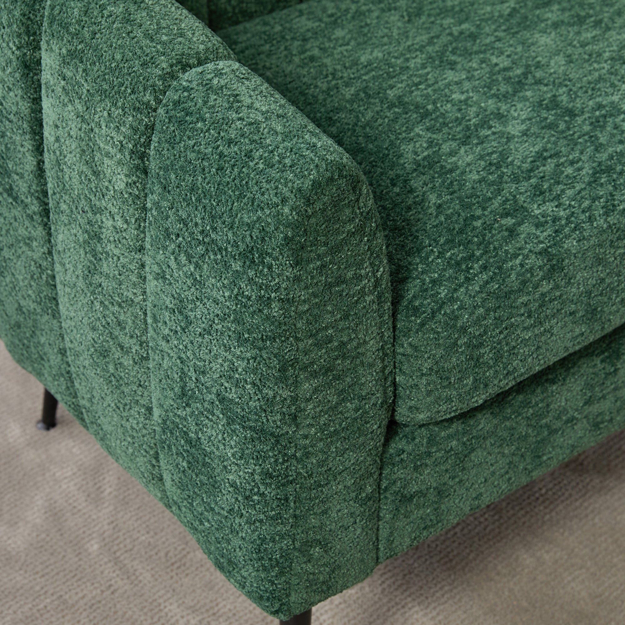 Modern Glam Green Chenille Mini Loveseat Accent Couch with Metal Legs, 50.2'' Wide Channel Tufted 2-Seater Sofa for Small Spaces - Grand Goldman Shop