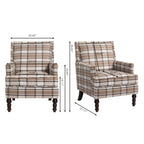 Upholstered Accent Chair, Vintage Armchair with Brown Linen Fabric and Nailhead Trim for Living Room - Grand Goldman Shop