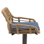 COOLMORE Modern Swivel Bar Stools Set of 2 Adjustable Counter Height Chairs with Footrest Blue Linen - Grand Goldman Shop