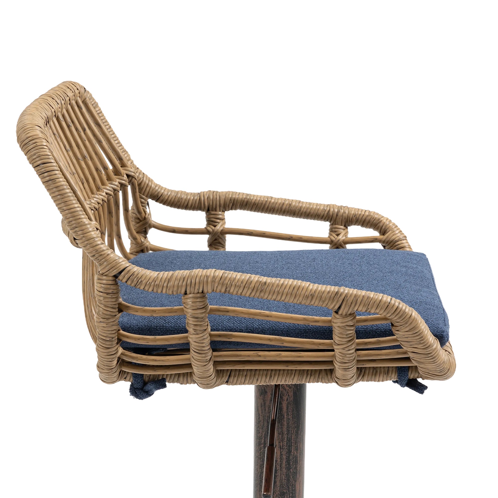 COOLMORE Modern Swivel Bar Stools Set of 2 Adjustable Counter Height Chairs with Footrest Blue Linen - Grand Goldman Shop