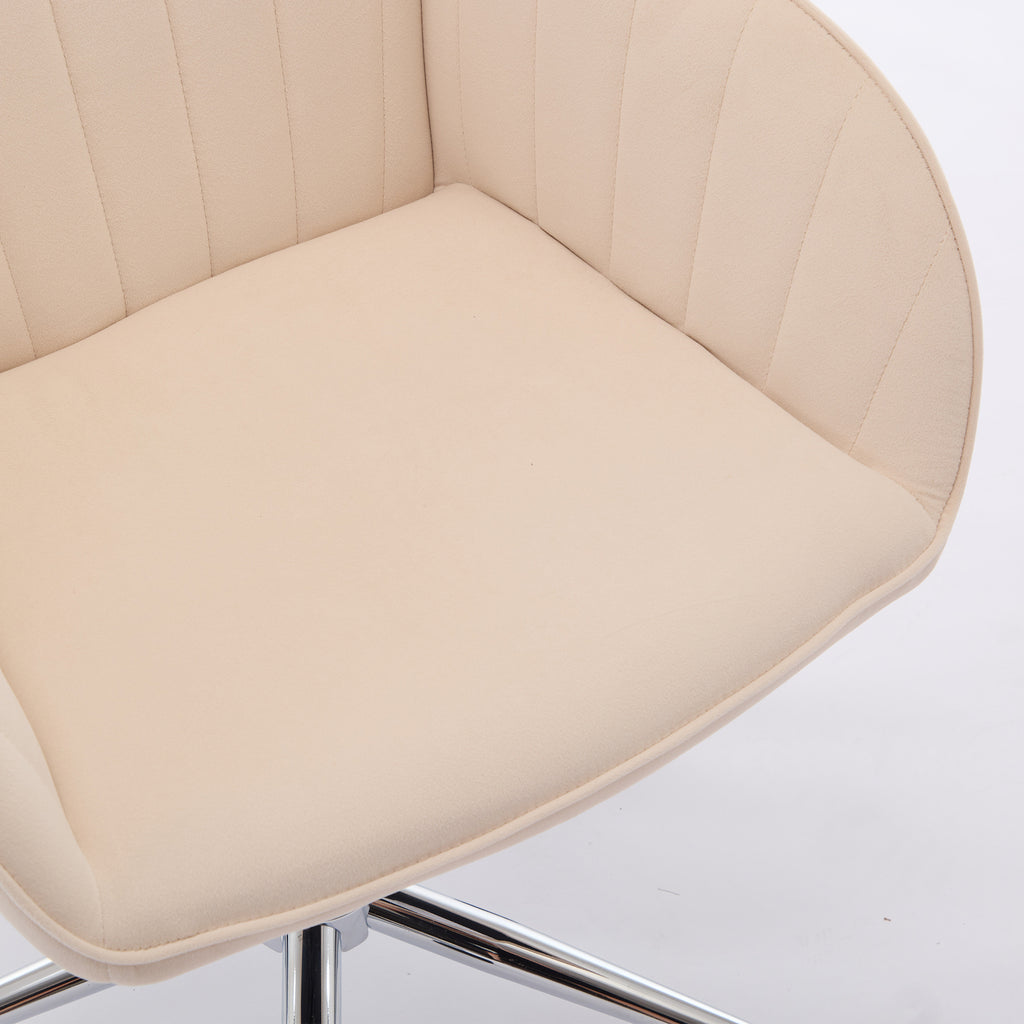 TY Ergonomic Office Chair with Adjustable Backrest and Armrests, Khaki Velvet Comfort Chair for Home or Bedroom, 24.6 x 22.8 