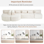 Modern Upholstered L-Shape Sofa with Chaise Lounge and Back Pillows, Beige Boucle Fabric, 144 inches - Grand Goldman Shop
