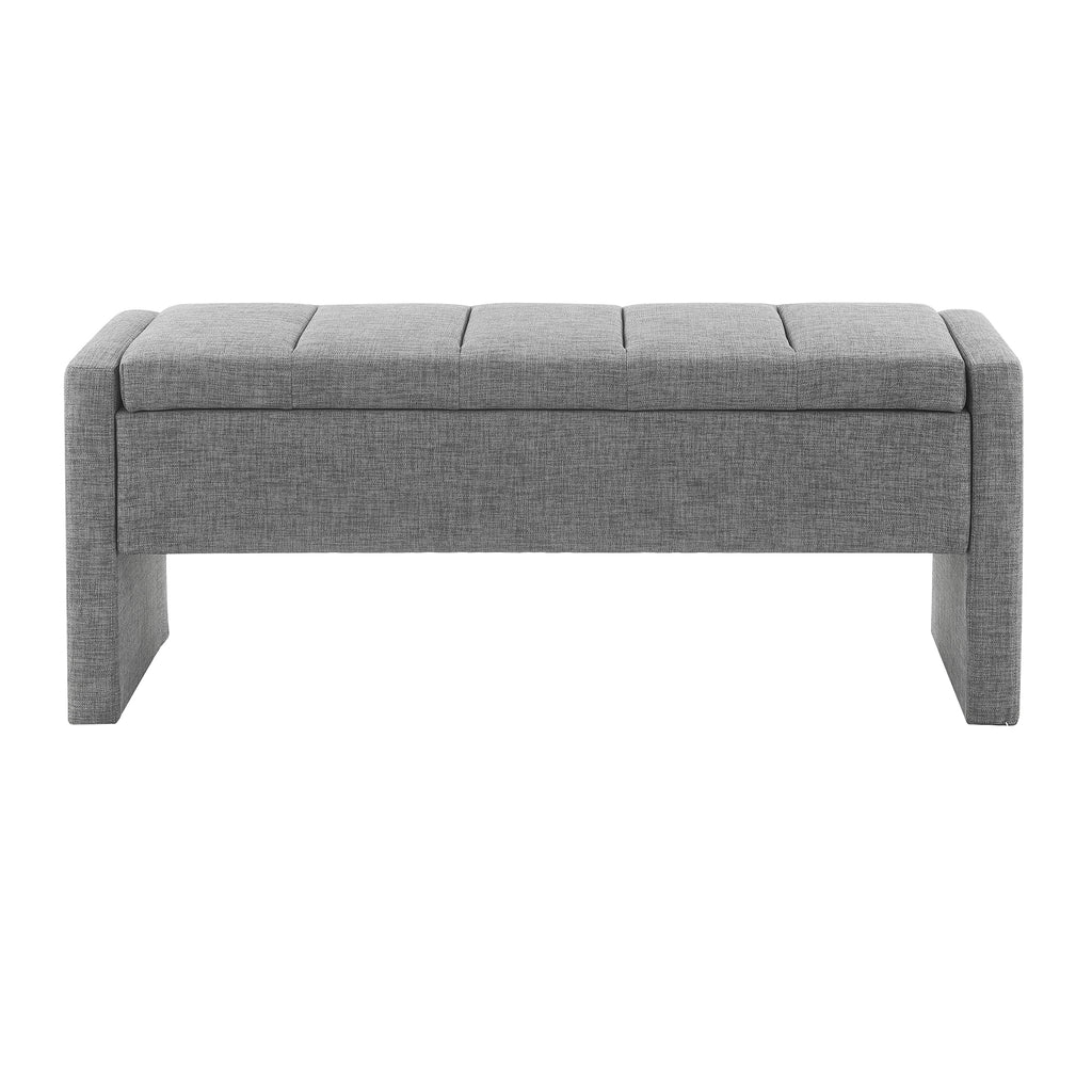 Modern Upholstered Bed End Bench with Storage in Dark Grey Linen, Large Foot Rest Stool for Living Room and Bedroom - Grand Goldman Shop