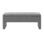 Modern Upholstered Bed End Bench with Storage in Dark Grey Linen, Large Foot Rest Stool for Living Room and Bedroom - Grand Goldman Shop