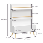 Kids Bookshelf White MDF and Pine Legs Book Organizer with Toy Storage, 26.77 x 12.60 x 36.61 inches | Premium Home Decor - G