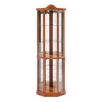 Glass Cabinet Lighted Corner Cabinet Corner Display Curio Cabinet, Glass Display With Light(Included)Bar Cabinet,Wine Cabinet with Adjustable Glass Shelves Carved Decoration OAK Light(Included) - Grand Goldman Shop