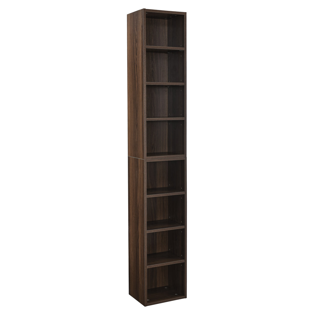 8-Tier Media Tower Rack, CD DVD Slim Storage Cabinet with Adjustable Shelves, Tall Narrow Bookcase Display Bookshelf for Home Office,Multi-functional double-decker bookcase - Grand Goldman Shop