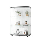 Two-door Glass Display Cabinet 3 Shelves with Door, Floor Standing Curio Bookshelf for Living Room Bedroom Office, 49.3'*31.7