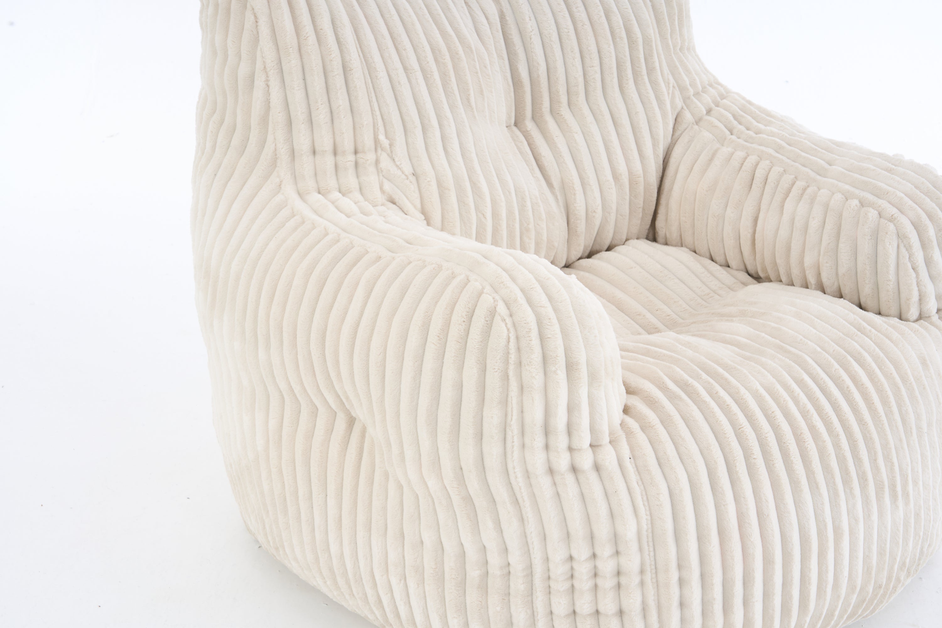 010-Soft Fluffy Corduroy Fabric Bean Bag Chair Filled With Memory Sponge,Beige - Grand Goldman Shop