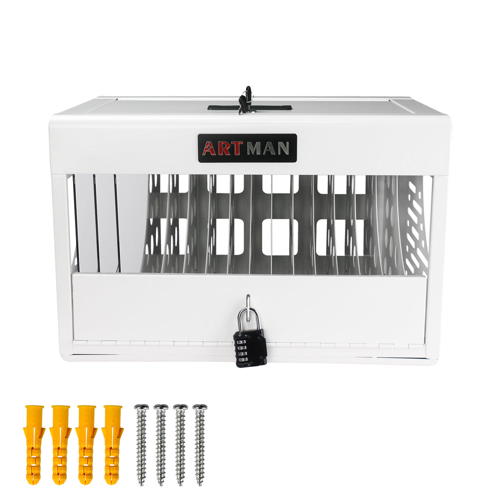 16 Bay Charging Cabinet for Laptop, Chromebook, Locking Charging Station-White | Premium Home Decor - Grand Goldman