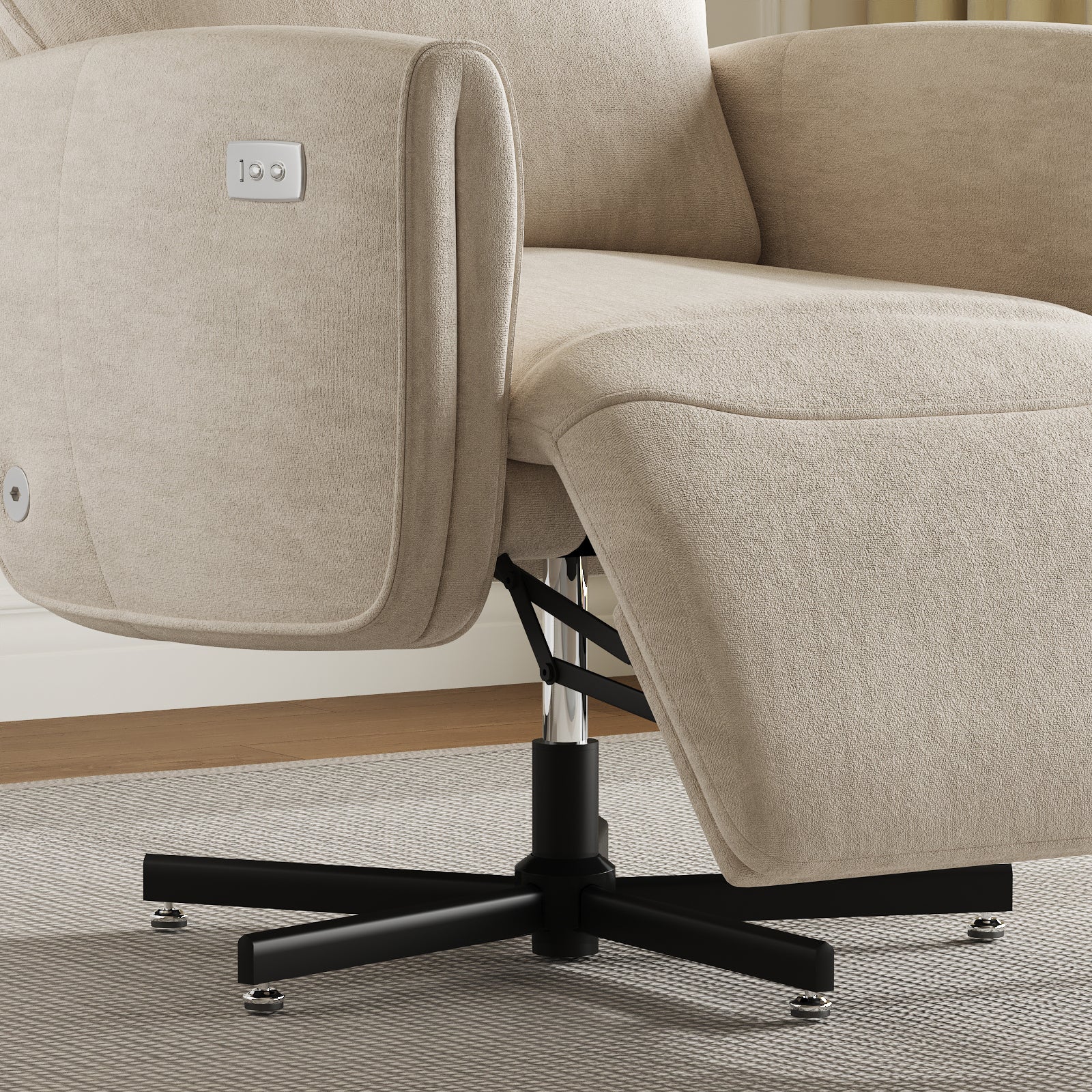 Power Swivel Recliner Chair, Electric Reclining with USB & Type-C Charging, 360° Swivel Velvet Upholstered Accent Chair, for 