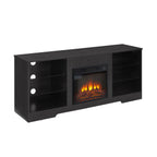 TV Stand Electric Fireplace TV Stand with Glass Shelves, 3D Fireplace TV Stand with LED Lights Wood with USB Charging Outlet Modern Television Table Center for TV up to 32-62' Black 58''W*15.4''D*24.6 - Grand Goldman Shop