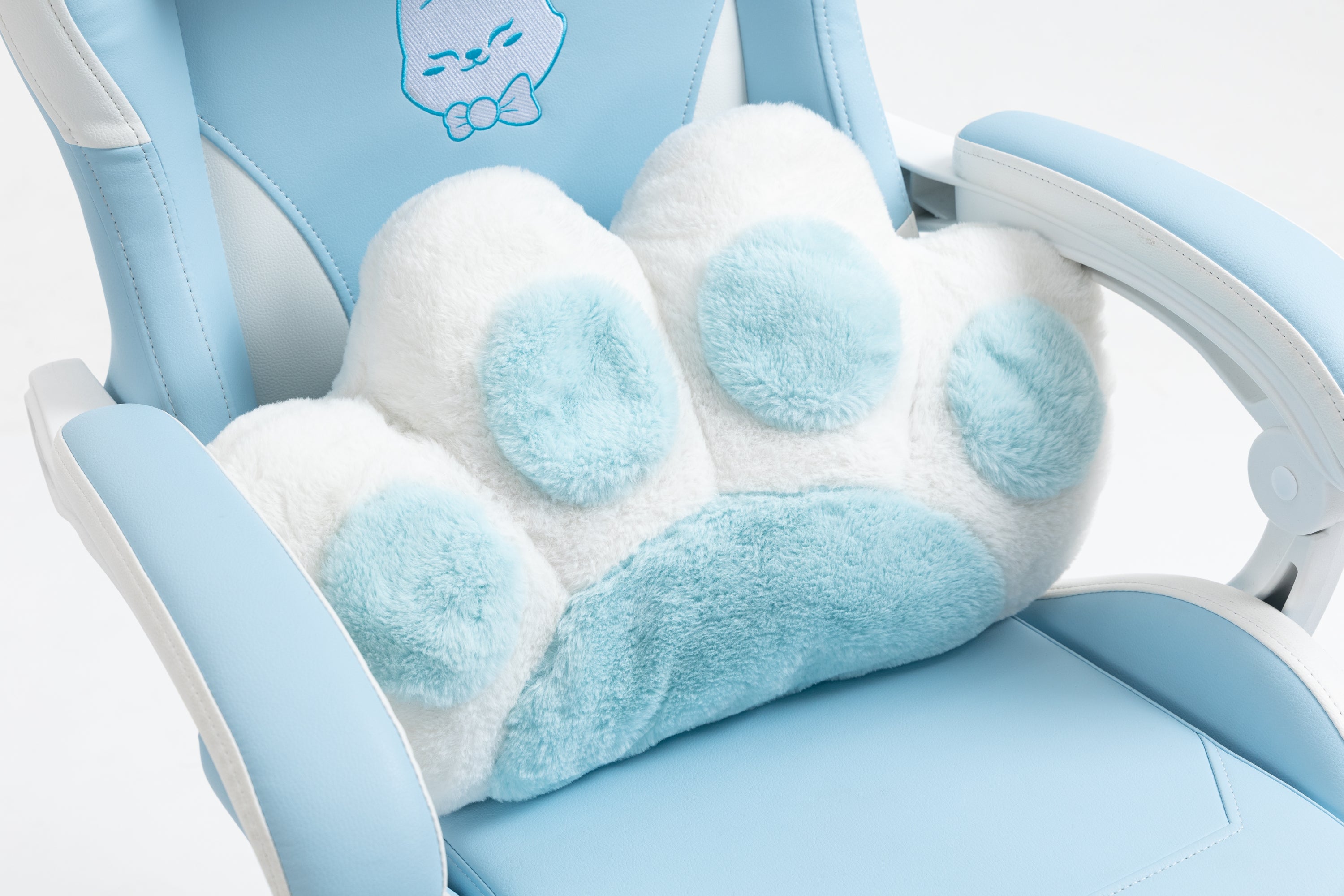 Cat Ears Gaming Chair - Ergonomic PU Leather Office Chair, Cute Chair with Footrest for Adult 310lbs Capacity, 90°-155° Recli