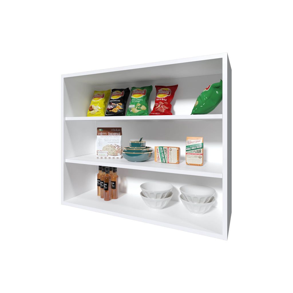 Chinle Wall Cabinet in Melamine with Open Storage, White - Grand Goldman Shop