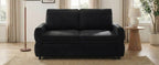 Black Convertible Sofa Bed Loveseat with Adjustable Backrest and USB Ports, 62.75' Chenille Upholstered Couch for Living Room or Small Space - Grand Goldman Shop
