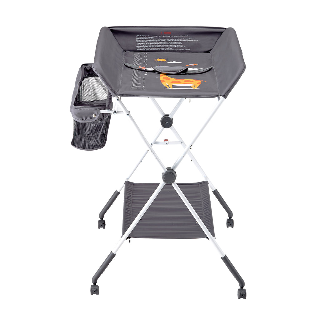Foldable Baby Changing Diaper Station with Side Basket & Wheels Dark Gray | Premium Home Decor - Grand Goldman